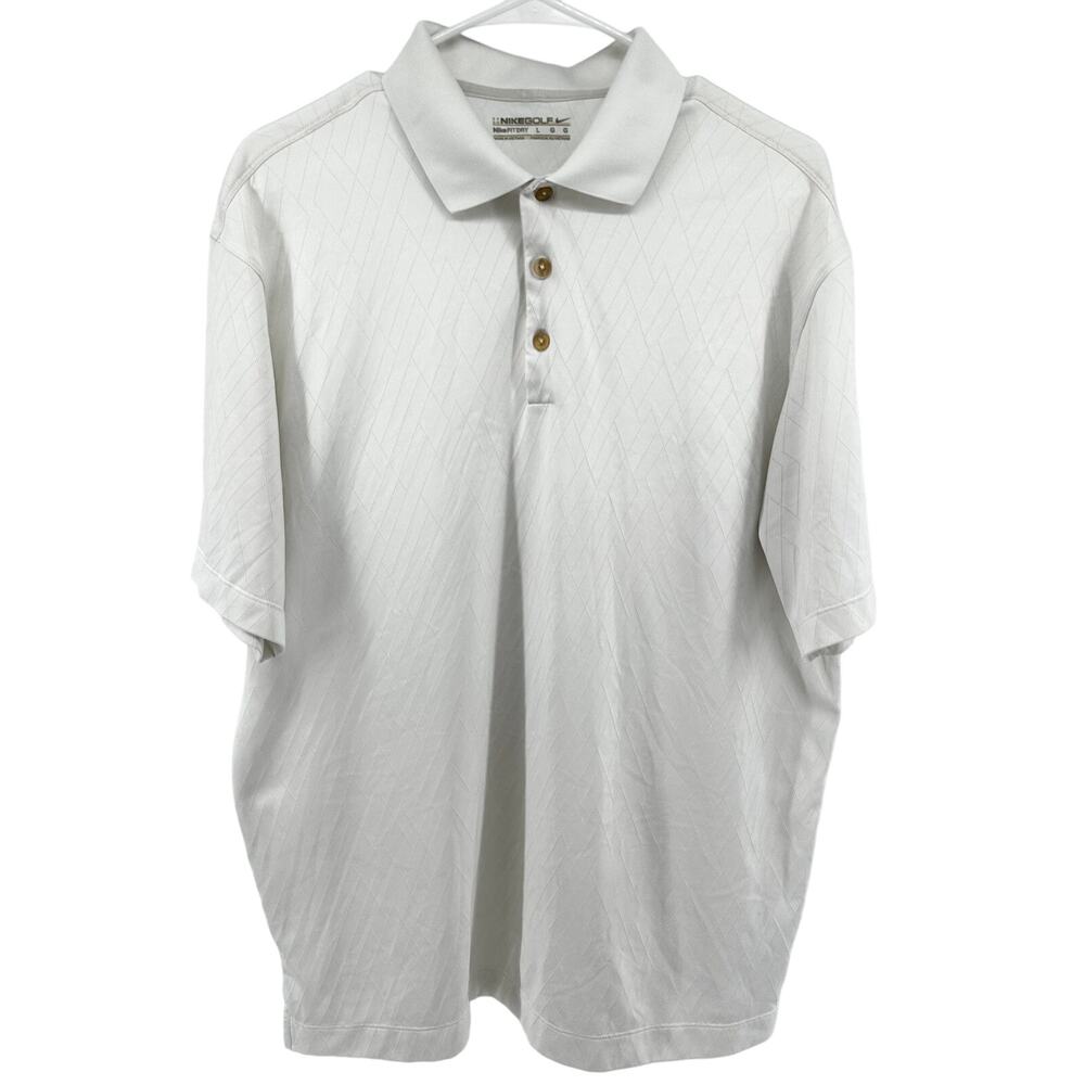 Nike Golf Fit Dry Polo Shirt Perforated Diamond Breathable Athletic White Large